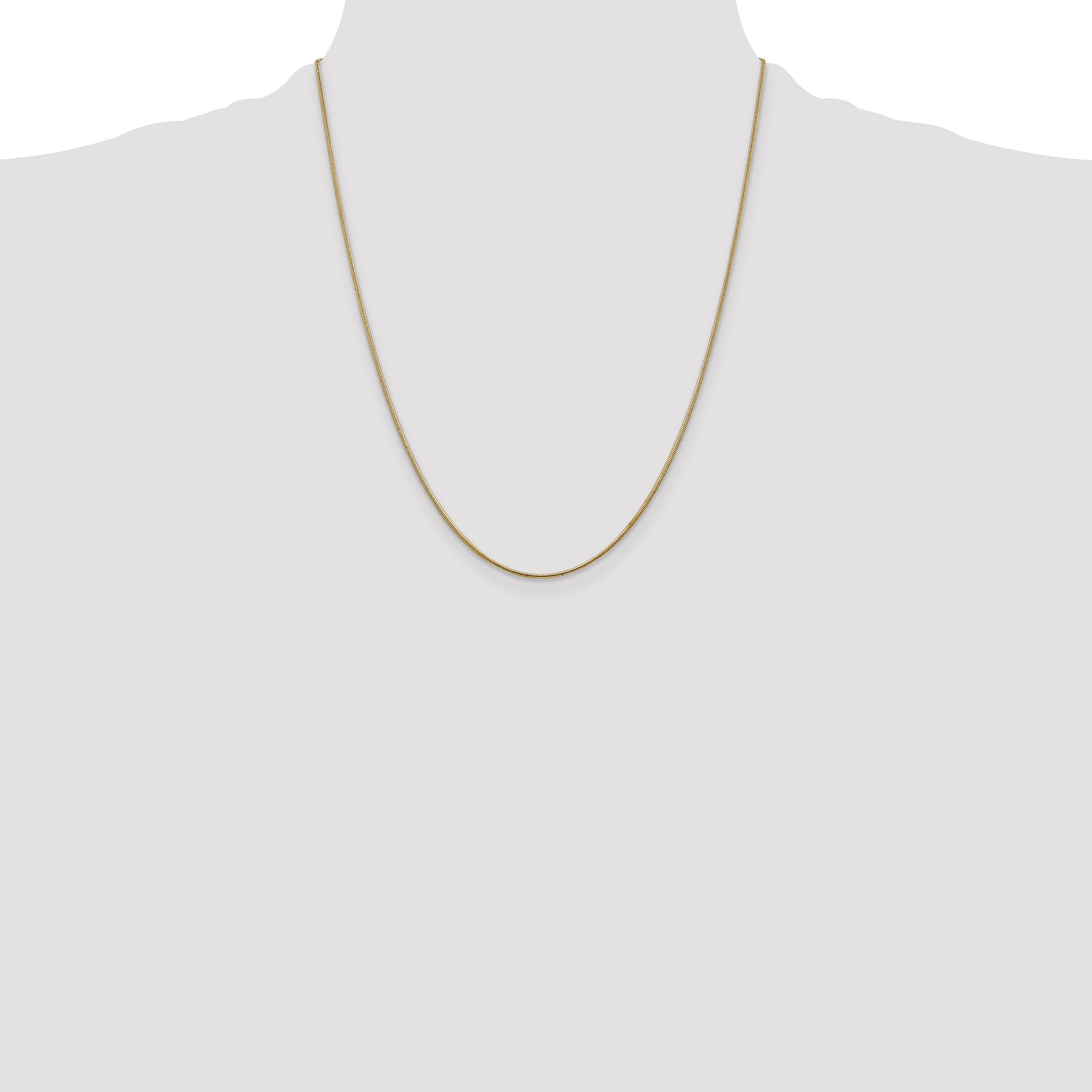 14K 22 inch 1.1mm Round Snake with Lobster Clasp Chain