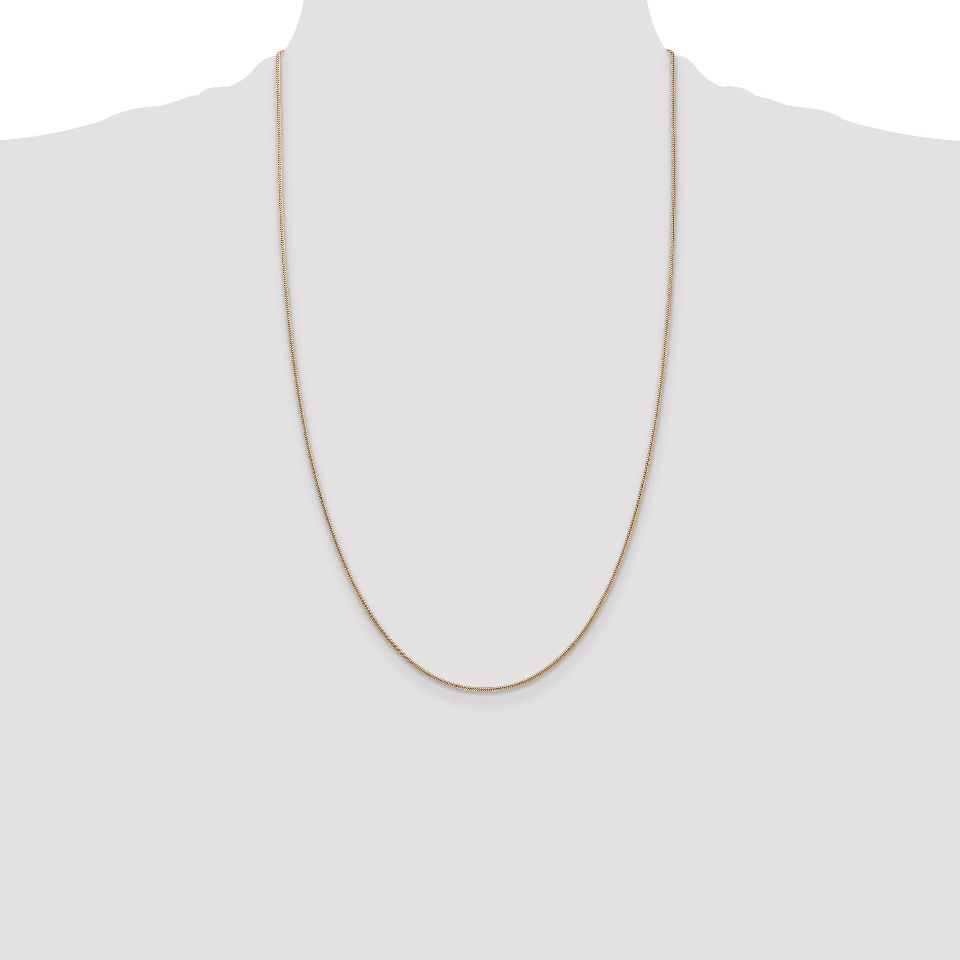 14K 26 inch 1.4mm Round Snake Lobster Clasp Chain