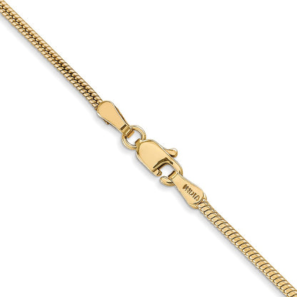 14K 20 inch 1.6mm Round Snake Lobster Clasp Chain