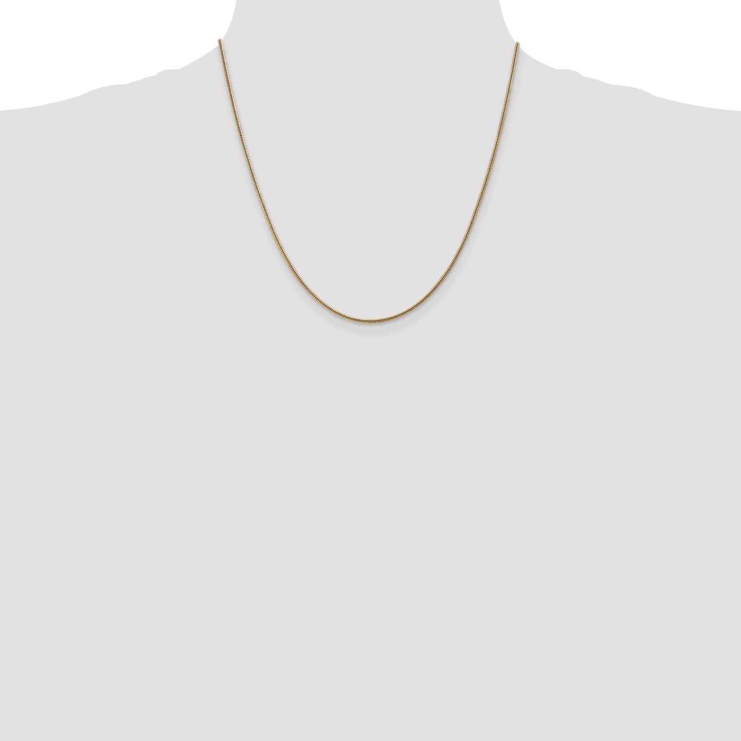 14K 20 inch 1.6mm Round Snake Lobster Clasp Chain