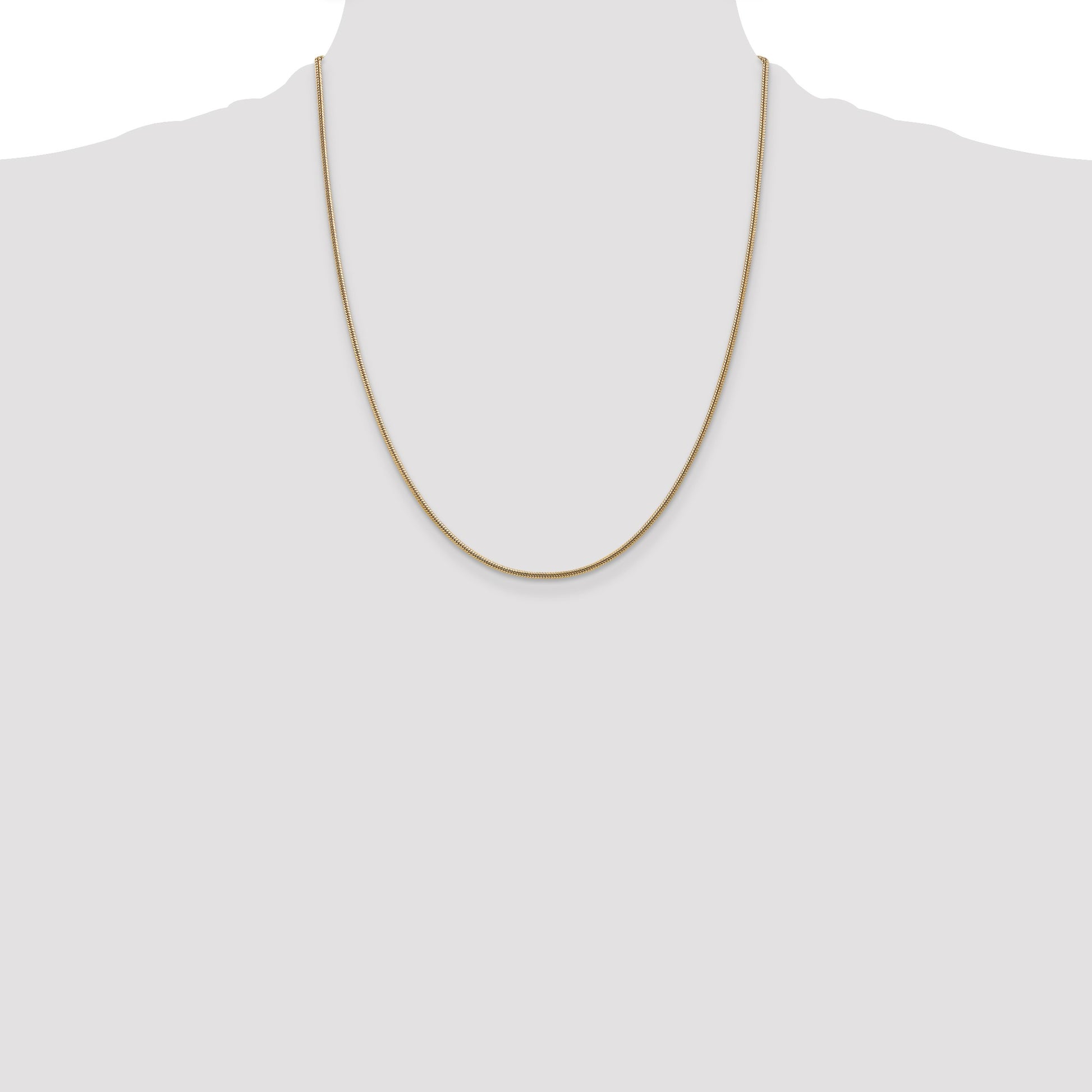 14K 22 inch 1.6mm Round Snake Lobster Clasp Chain