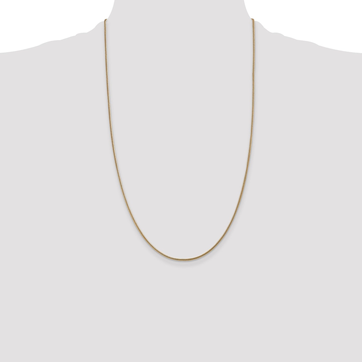 14K 26 inch 1.6mm Round Snake Lobster Clasp Chain