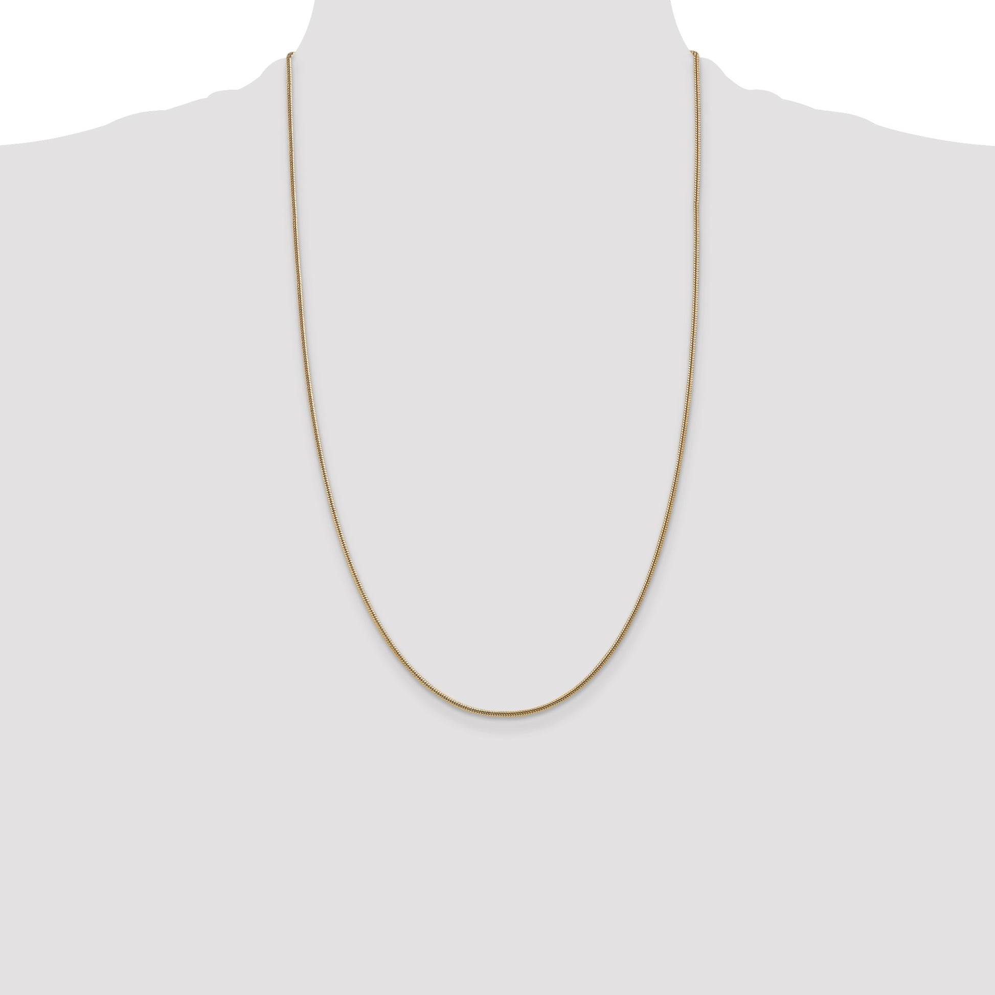 14K 26 inch 1.6mm Round Snake Lobster Clasp Chain