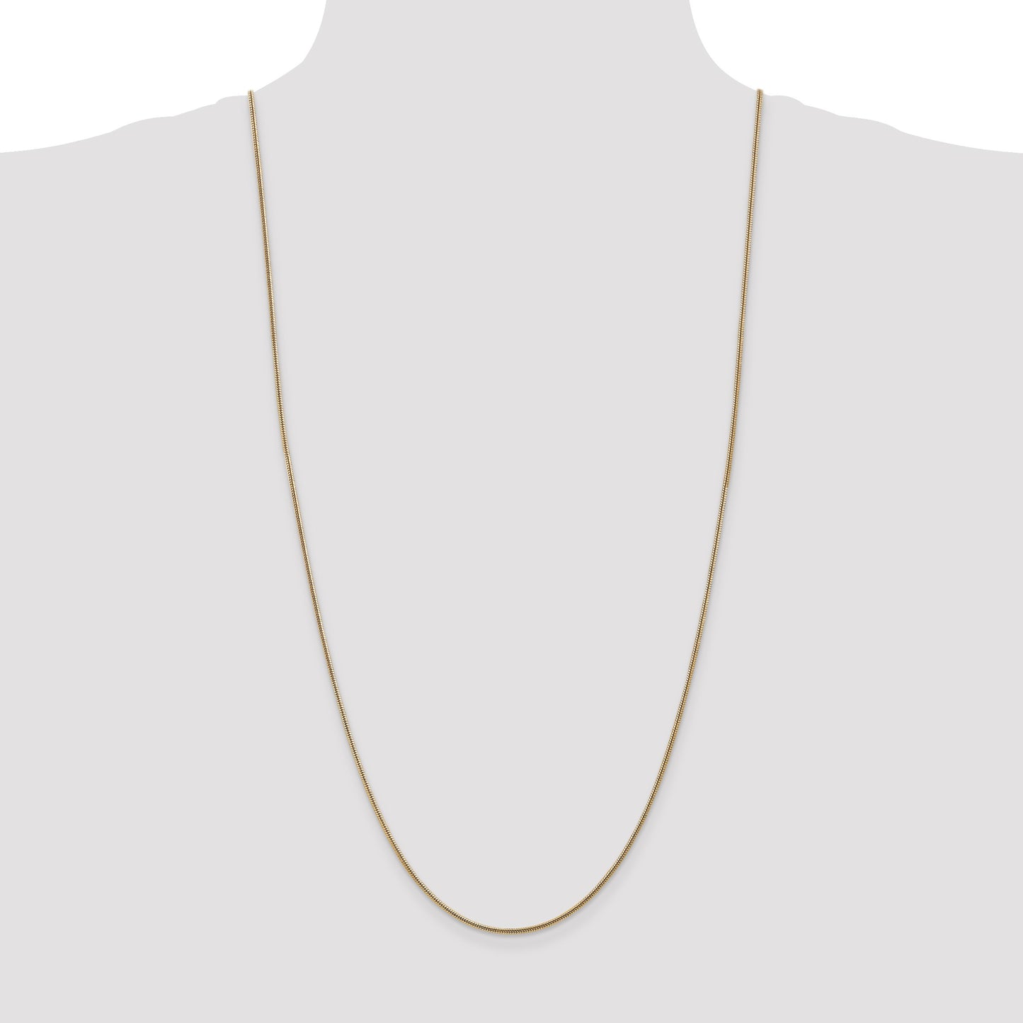 14K 30 inch 1.6mm Round Snake Lobster Clasp Chain