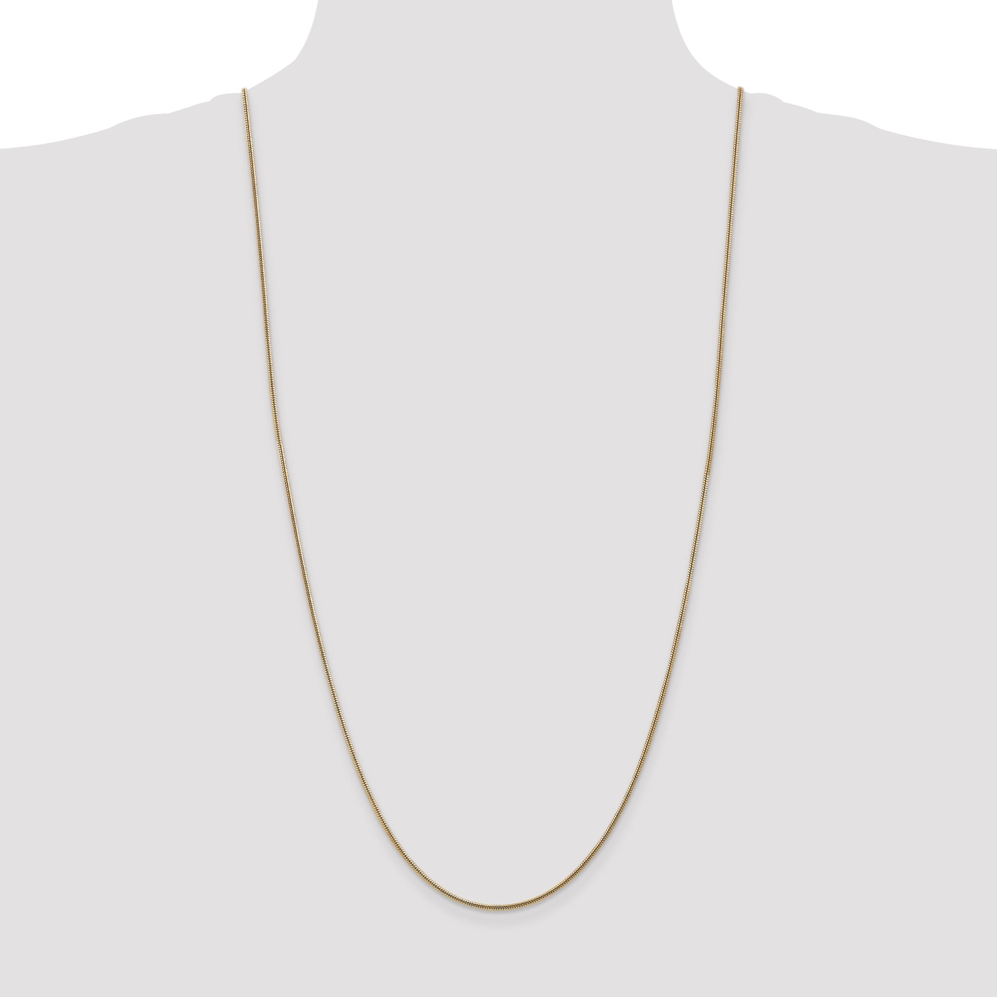 14K 30 inch 1.6mm Round Snake Lobster Clasp Chain