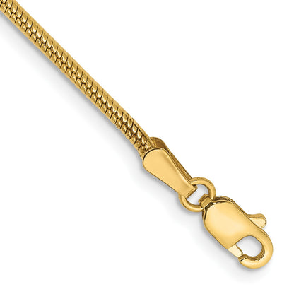14K 7 inch 1.6mm Round Snake Lobster Clasp Bracelet