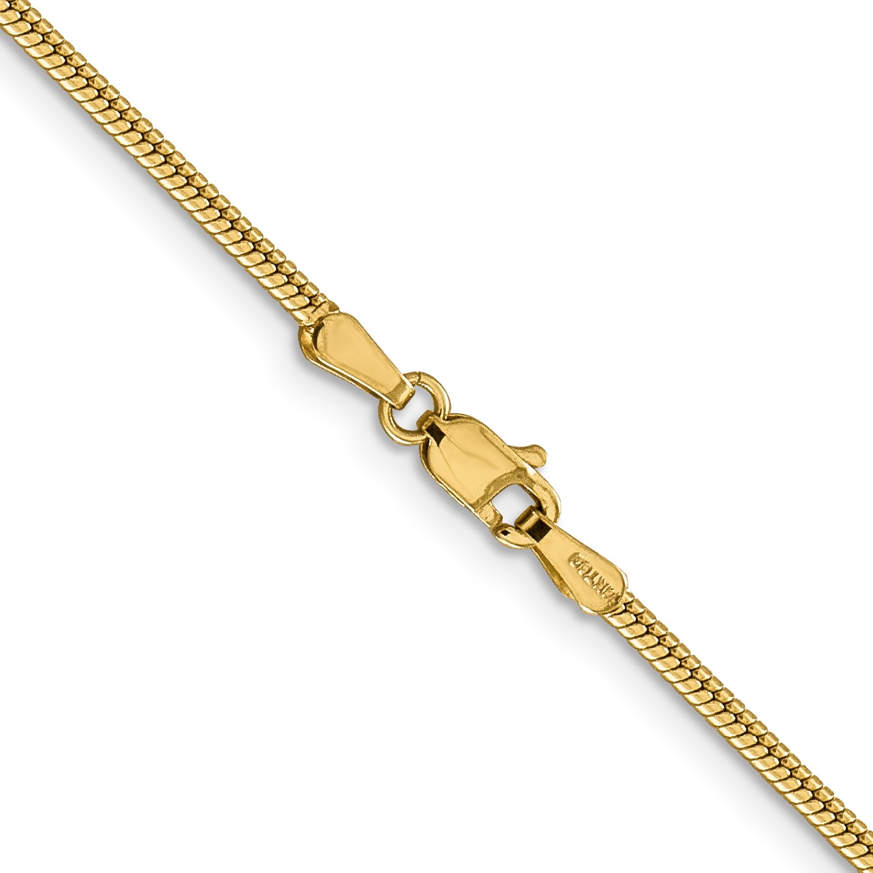 14K 20 inch 1.85mm Round Snake Lobster Clasp Chain