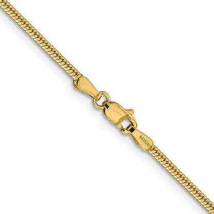 14K 20 inch 1.85mm Round Snake Lobster Clasp Chain
