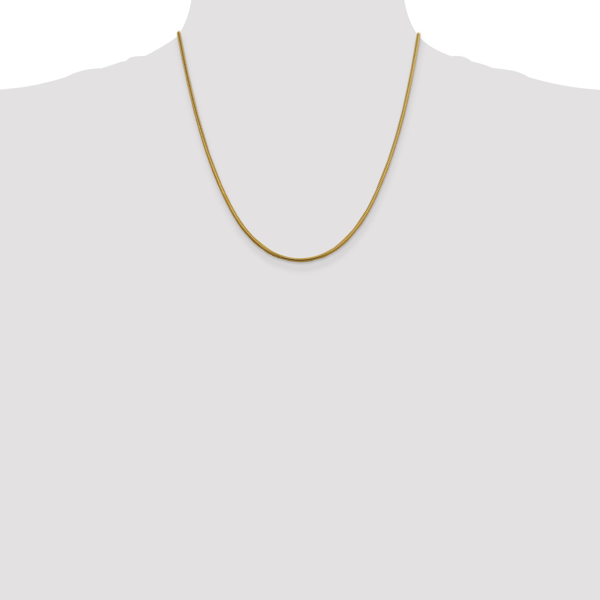 14K 20 inch 1.85mm Round Snake Lobster Clasp Chain