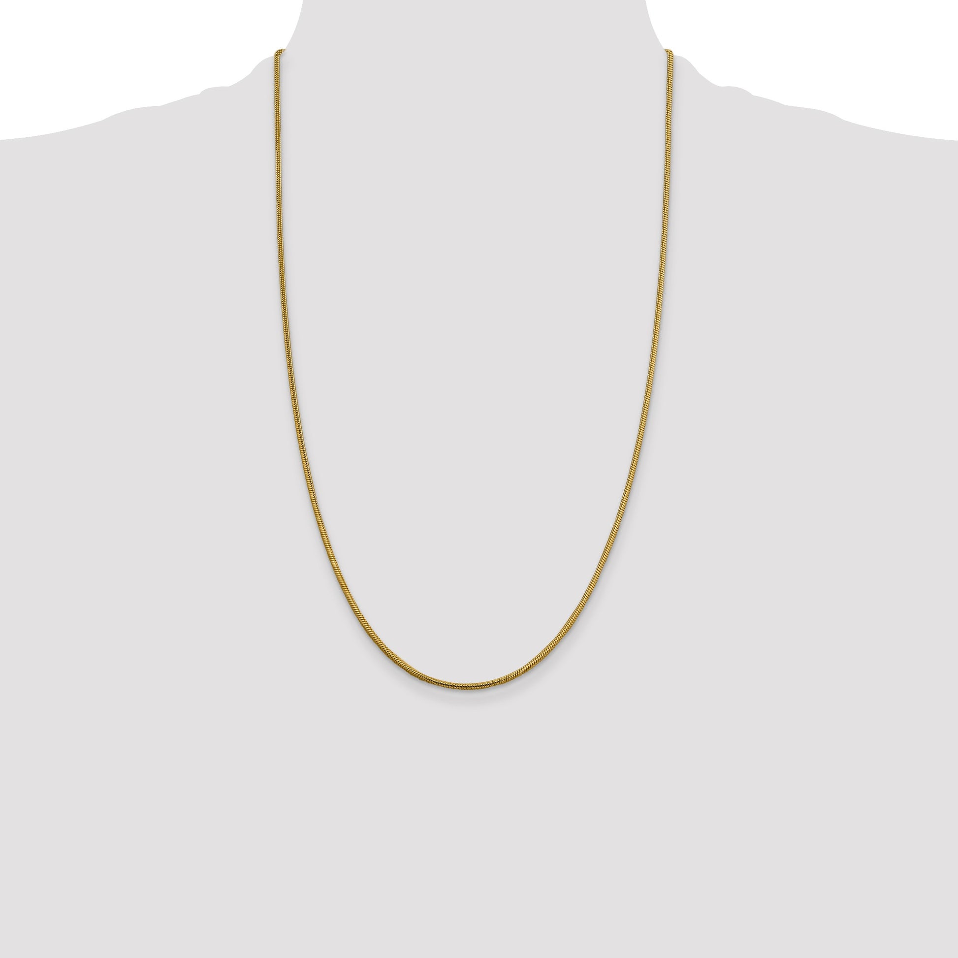 14K 26 inch 1.85mm Round Snake Lobster Clasp Chain