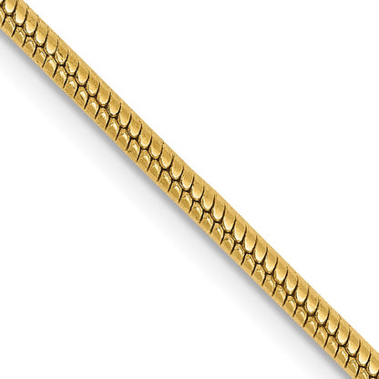 14K 18 inch 1.85mm Round Snake Lobster Clasp Chain