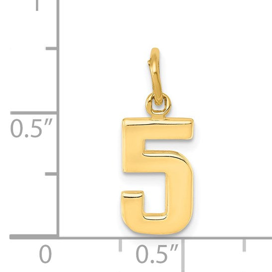 14k Small Polished Number 5 Charm