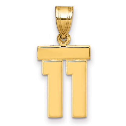 14k Small Polished Number 11 Charm