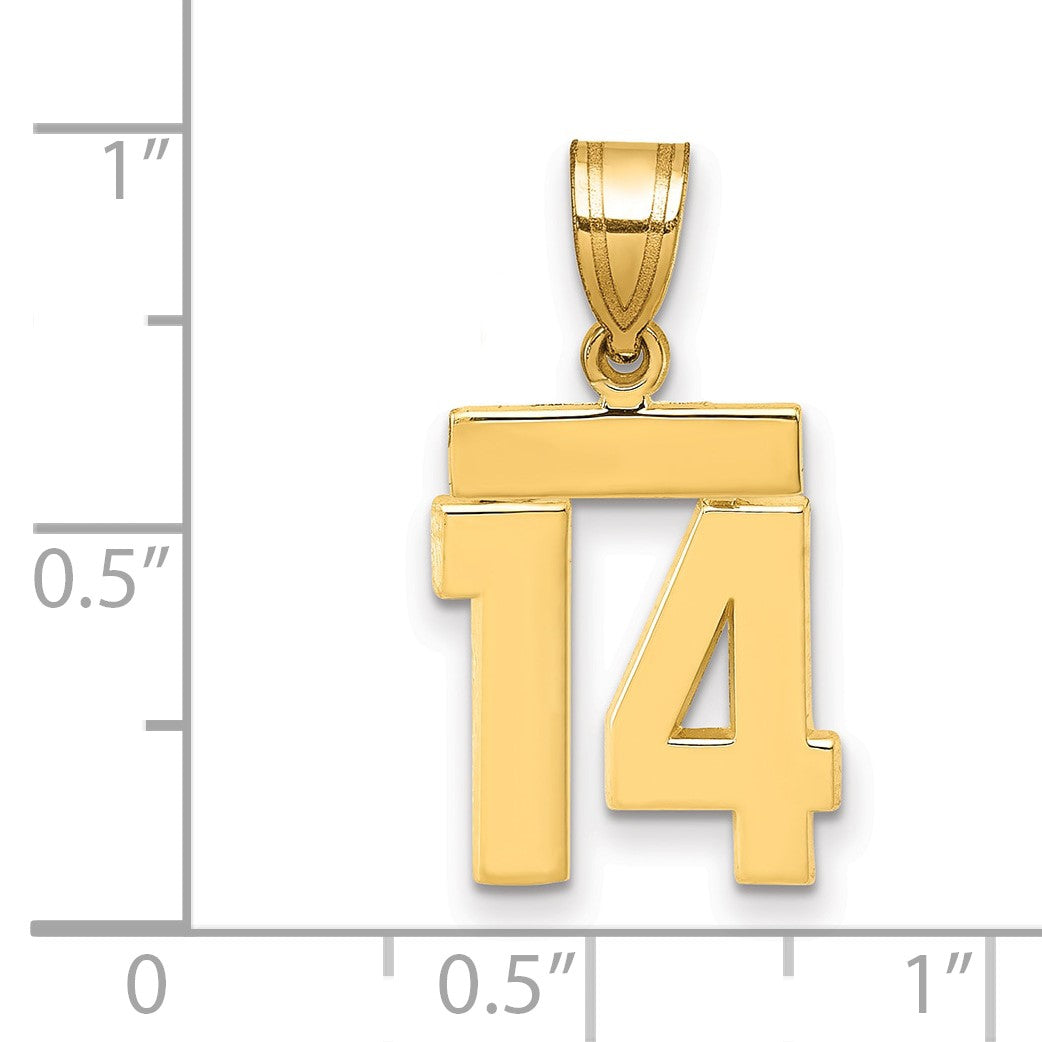 14k Small Polished Number 14 Charm