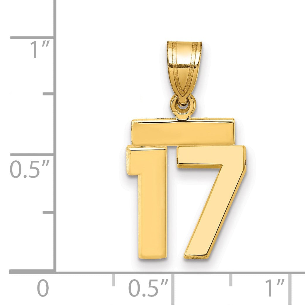 14k Small Polished Number 17 Charm