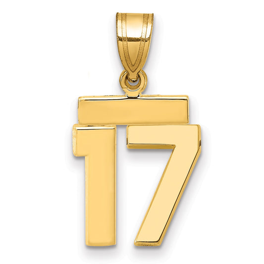14k Small Polished Number 17 Charm