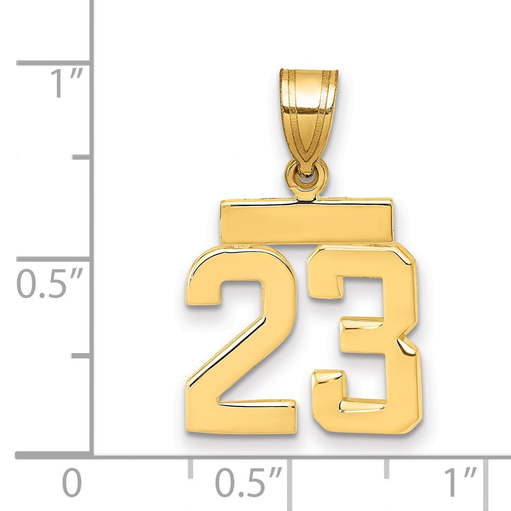 14k Small Polished Number 23 Charm