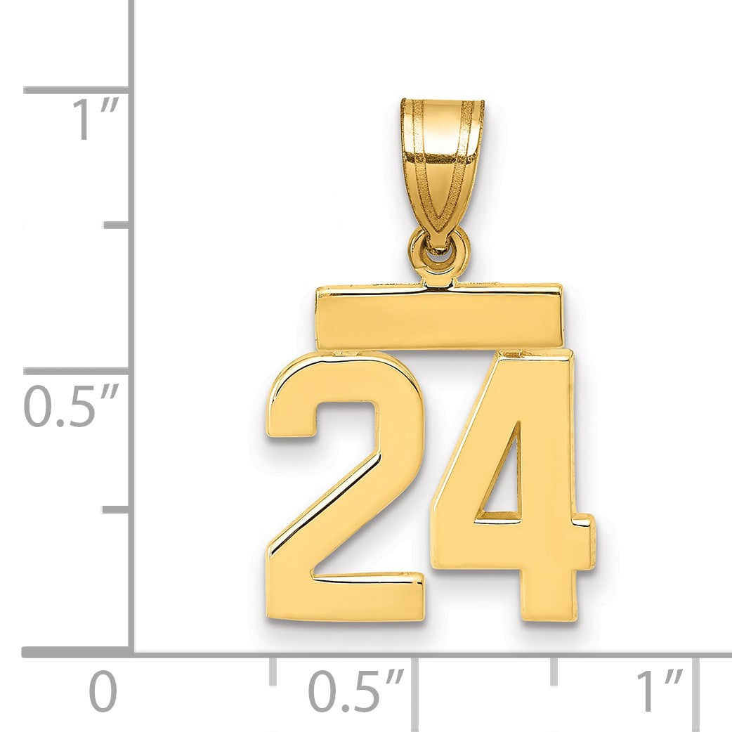 14k Small Polished Number 24 Charm