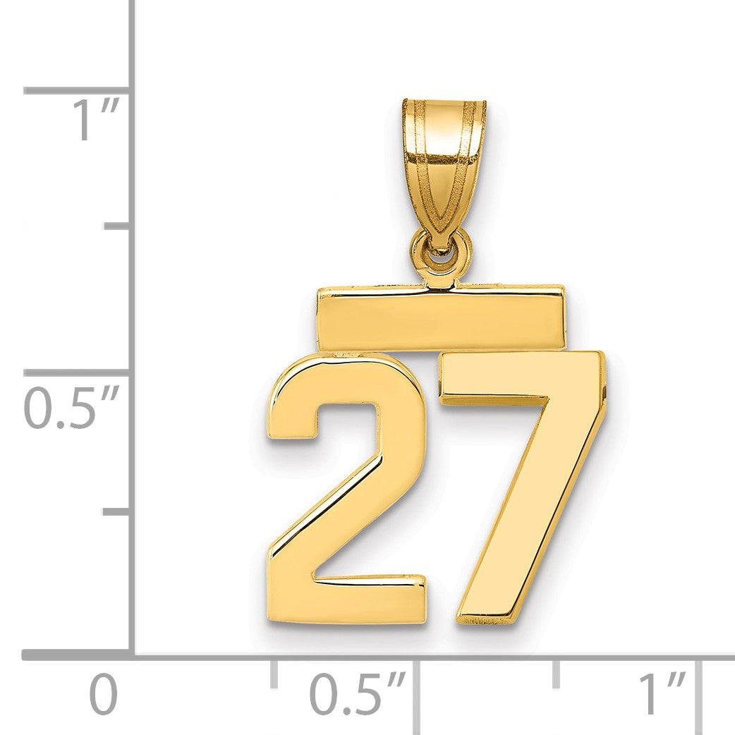 14k Small Polished Number 27 Charm