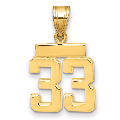 14k Small Polished Number 33 Charm