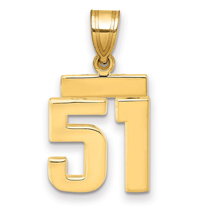 14k Small Polished Number 51 Charm