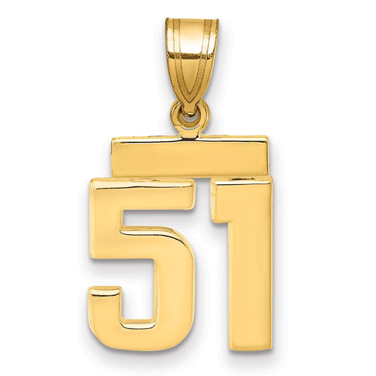 14k Small Polished Number 51 Charm