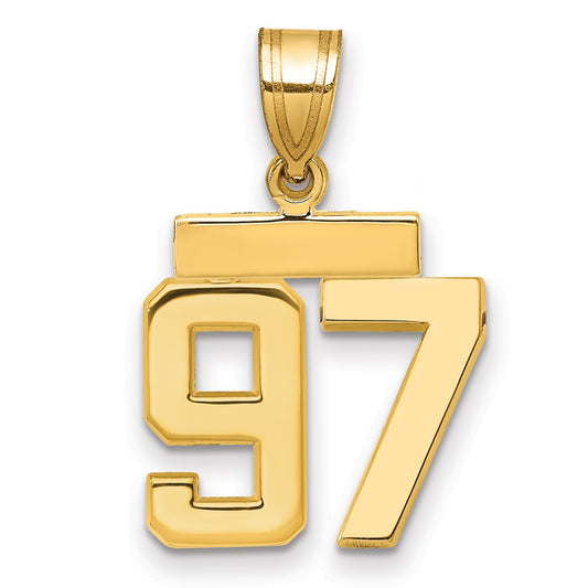 14k Small Polished Number 97 Charm