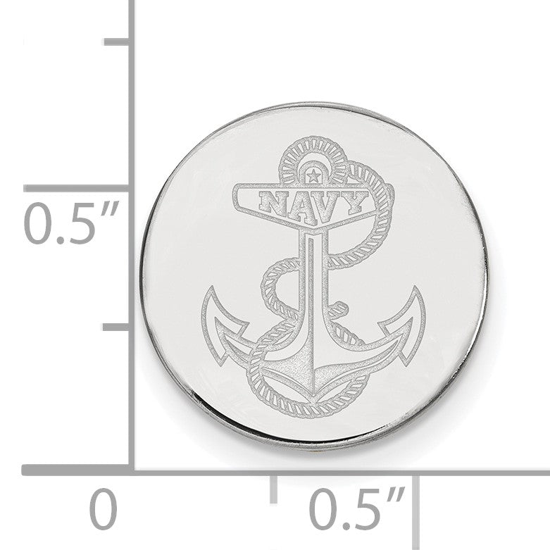 Sterling Silver Rhodium-plated LogoArt US Naval Academy Anchor Lapel Pin