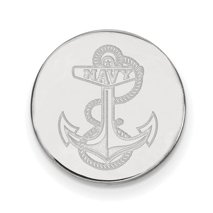 Sterling Silver Rhodium-plated LogoArt US Naval Academy Anchor Lapel Pin