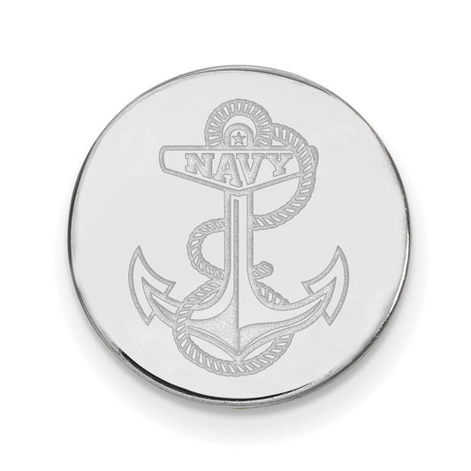 Sterling Silver Rhodium-plated LogoArt US Naval Academy Anchor Lapel Pin