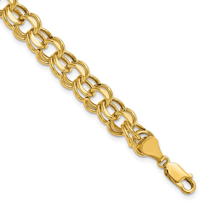 14k Lite 8mm Double Link Charm Bracelet