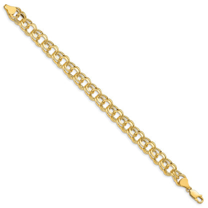 14k Lite 8.5mm Double Link Charm Bracelet