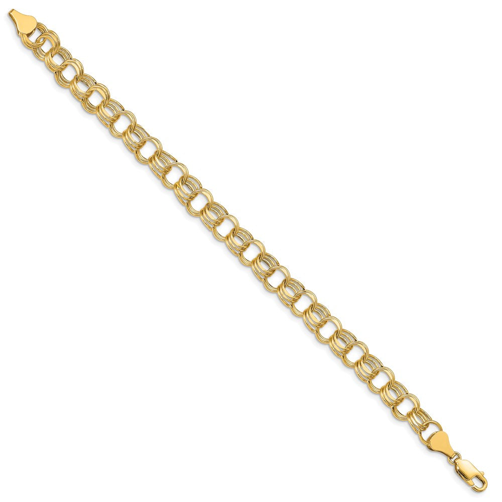 14k Lite 8mm Triple Link Charm Bracelet