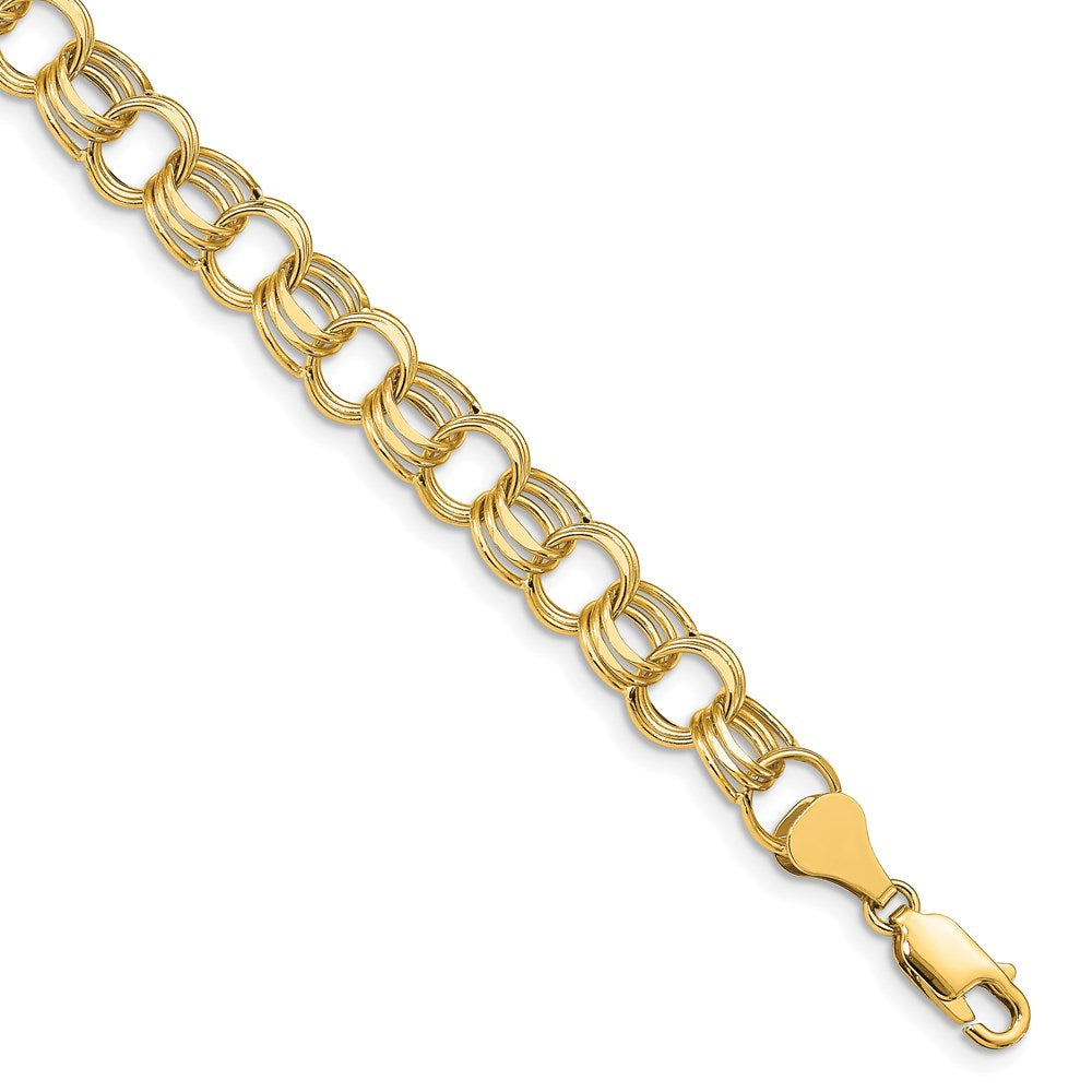 14k Lite 8mm Triple Link Charm Bracelet