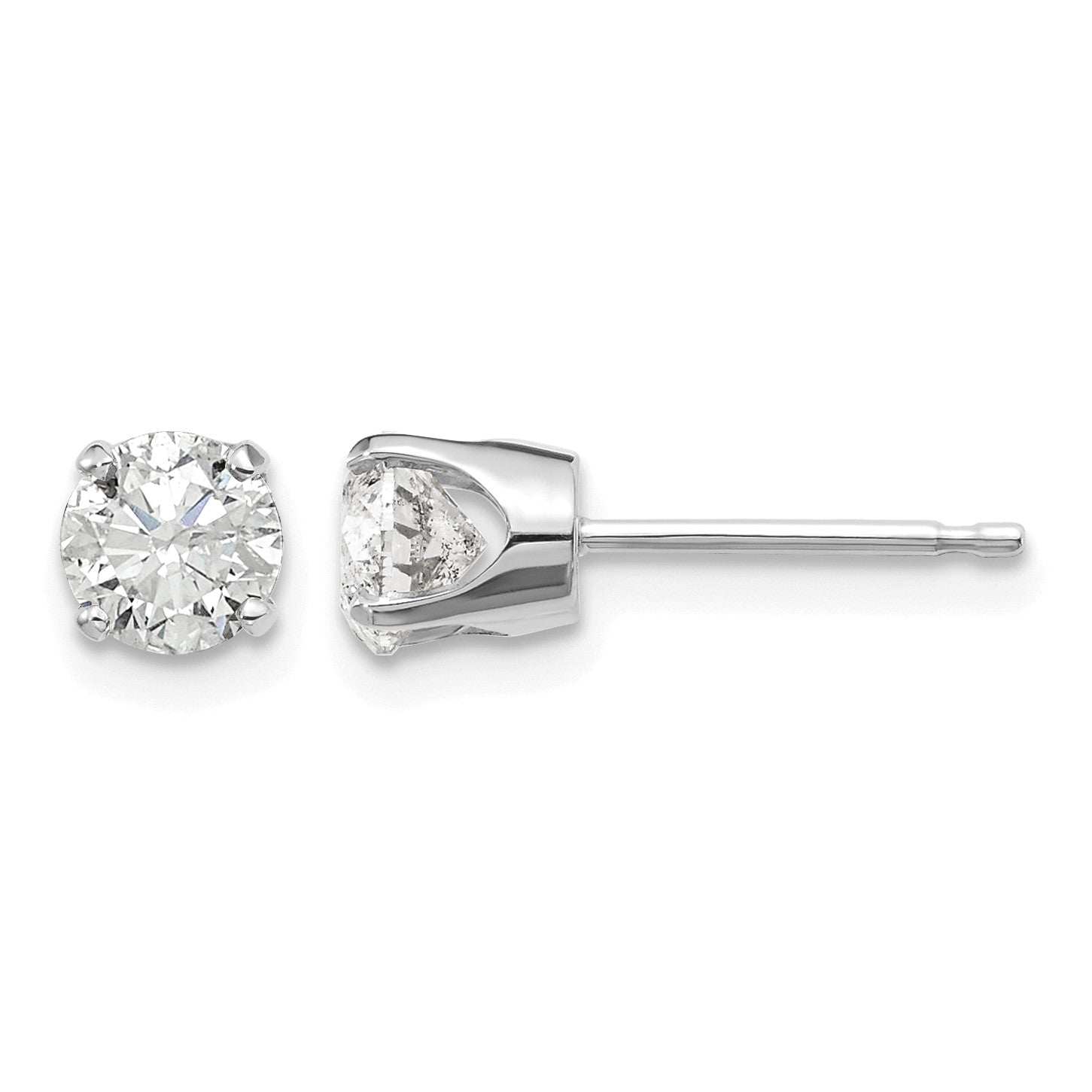14kw .95ct I2 K-L Diamond Stud Push-on Post Earrings