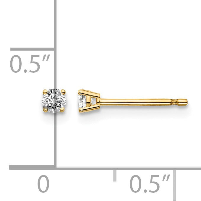 14y .10ct. I1 J-K Diamond Stud Push-on Post Earrings