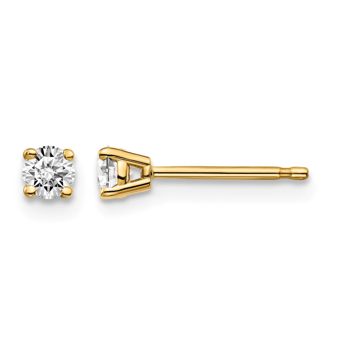 14y .20ct. I1 J-K Diamond Stud Push-on Post Earrings