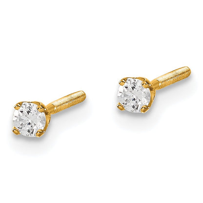 14ky .10ct. VS2/SI1 G-I Diamond Stud Thread on/off Post Earrings