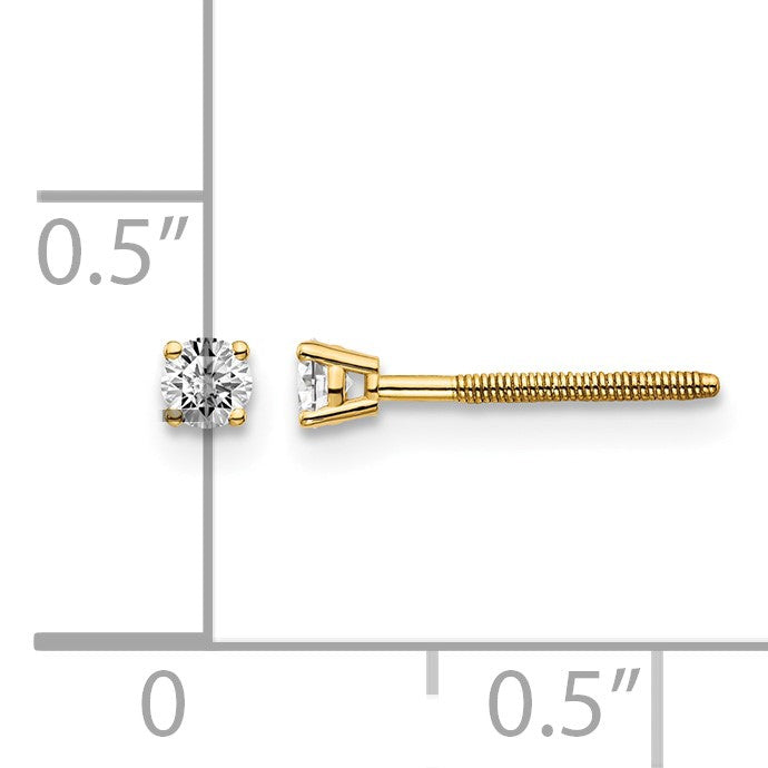 14ky .10ct. VS2/SI1 G-I Diamond Stud Thread on/off Post Earrings
