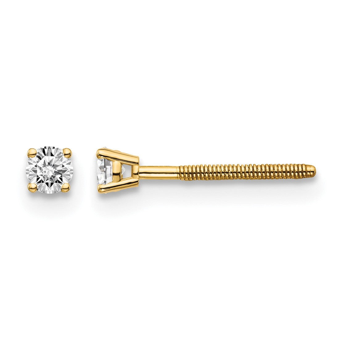 14ky .10ct. SI3 G-I Diamond Stud Thread on/off Post Earrings