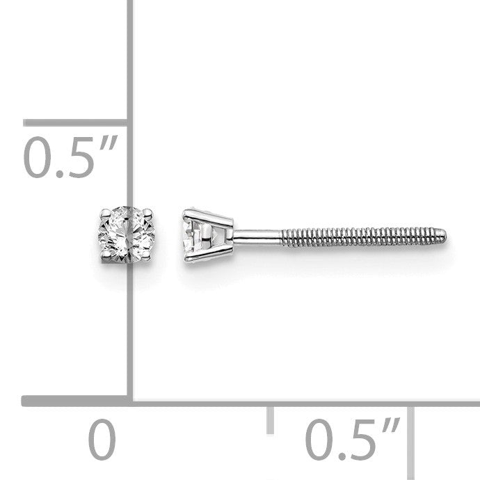 14kw .10ct SI3 G-I Diamond Stud Thread on/off Post Earrings