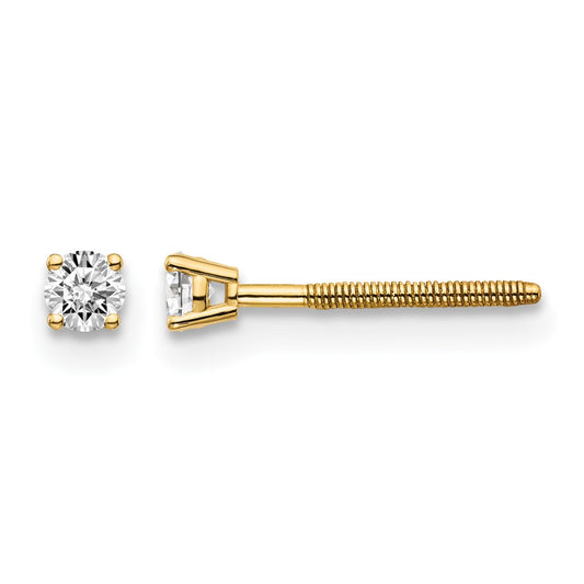 14ky .10ct. VS2/SI1 G-I Diamond Stud Thread on/off Post Earrings
