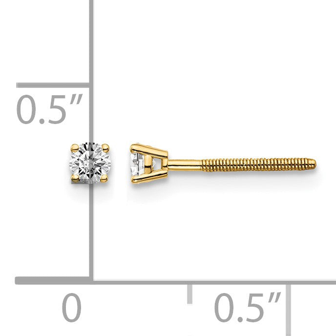 14ky .15ct. SI3 G-I Diamond Stud Thread on/off Post Earrings