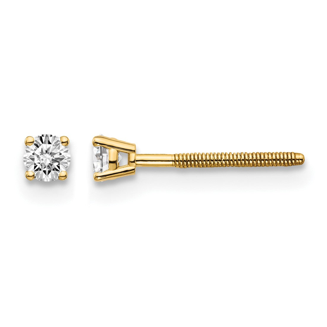 14ky .15ct. SI3 G-I Diamond Stud Thread on/off Post Earrings