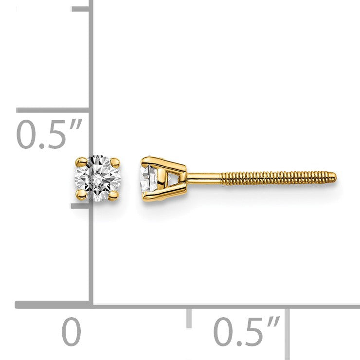 14ky .20ct. SI3 G-I Diamond Stud Thread on/off Post Earrings