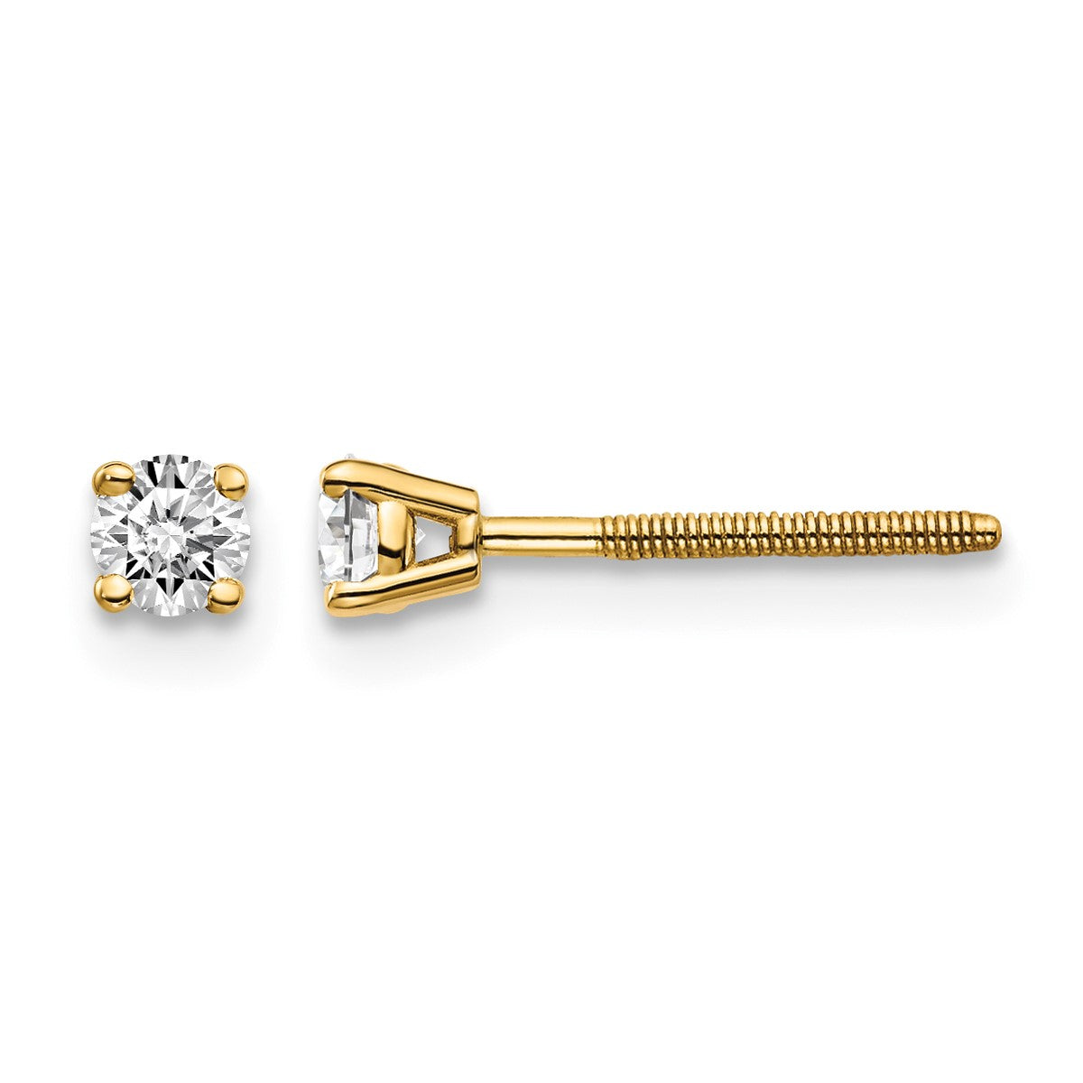 14ky .20ct. SI3 G-I Diamond Stud Thread on/off Post Earrings
