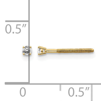 14ky .05ct. SI3 G-I Diamond Stud Thread on/off Post Earrings