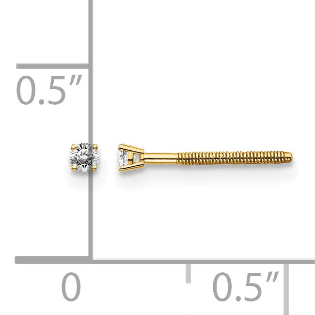 14ky .05ct. SI3 G-I Diamond Stud Thread on/off Post Earrings