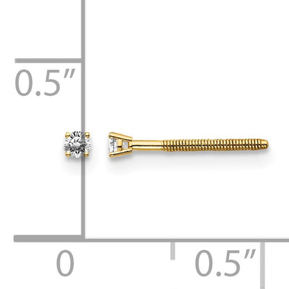 14ky .05ct. SI3 G-I Diamond Stud Thread on/off Post Earrings