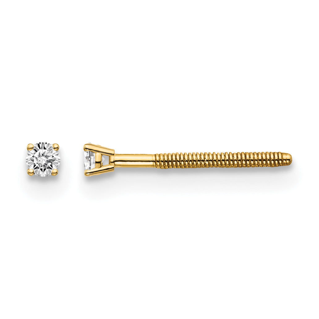 14ky .05ct. SI3 G-I Diamond Stud Thread on/off Post Earrings